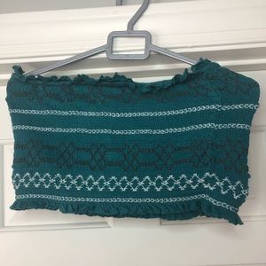 URBAN OUTFITTERS : teal Crop tube top